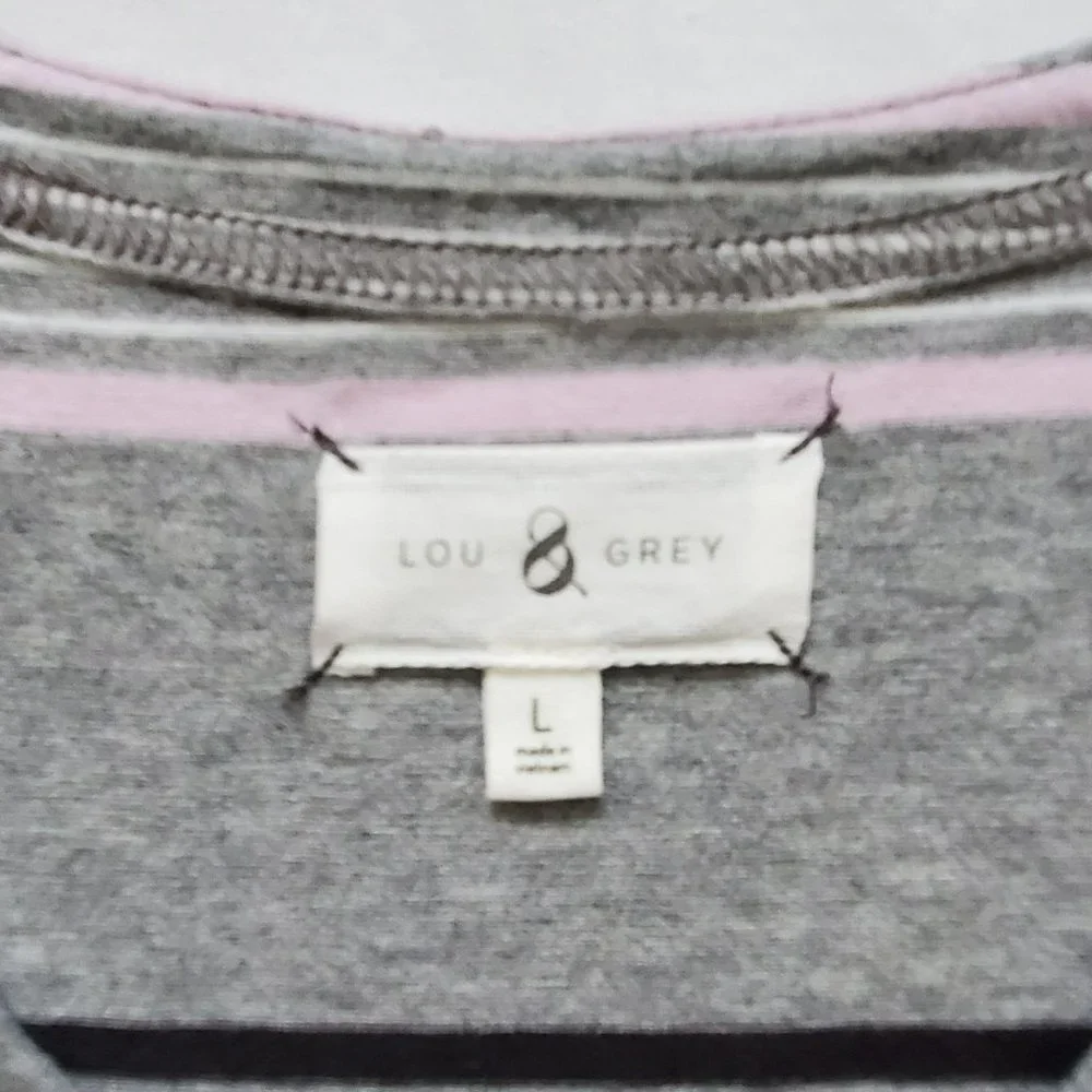 Lou & Grey Women's Gray Striped Racerback Tank Dress Size Large - Picture 6 of 11